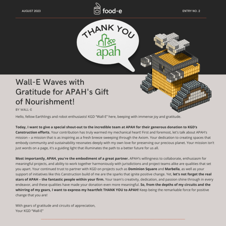 Thank you, APAH, from KGD “Wall-E!”