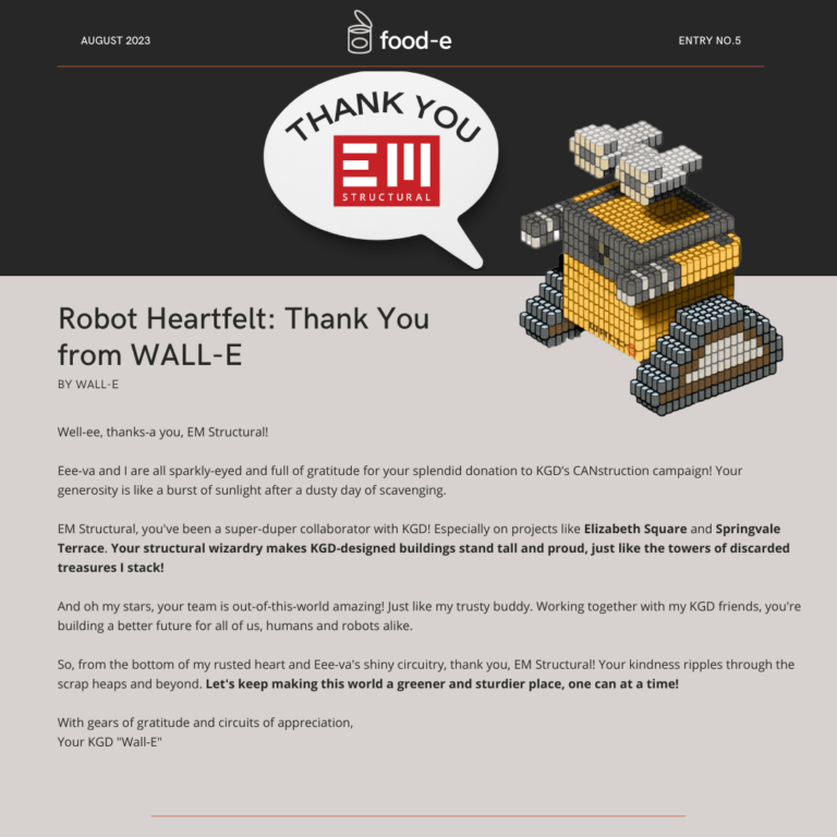 Thank you, EM Structural, from KGD “Wall-E!”