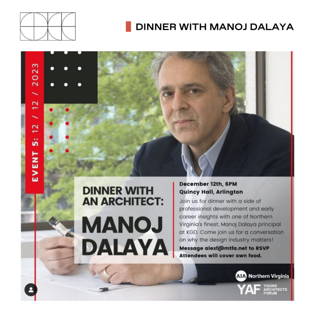 AIA Northern Virginia’s “Dinner with an Architect” Featuring Manoj Dalaya